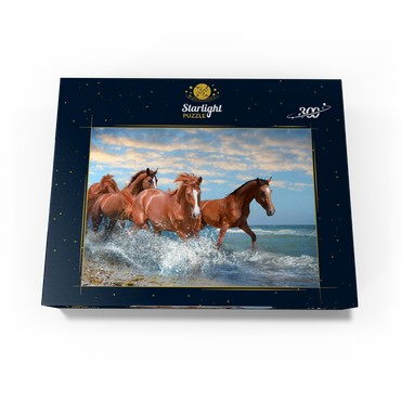 Beautiful Horses Running Through the Sea on a Beach 300 Jigsaw Puzzle box view3