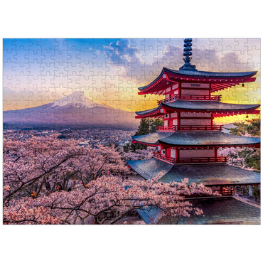 puzzleplate Beautiful view of Mount Fuji and Chureito Pagoda at Sunset 300 Jigsaw Puzzle
