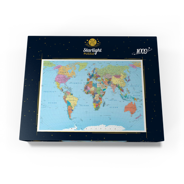 Color world map - borders, countries, roads and cities 1000 Jigsaw Puzzle box view3