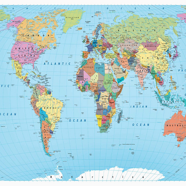 Color world map - borders, countries, roads and cities 100 Jigsaw Puzzle 3D Modell