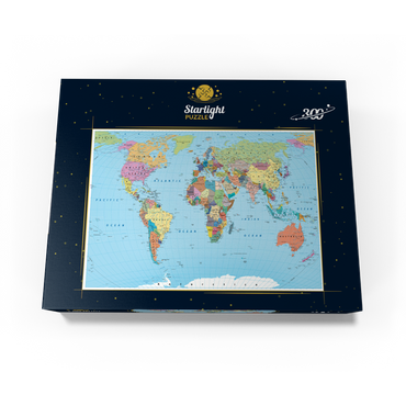 Color world map - borders, countries, roads and cities 300 Jigsaw Puzzle box view3