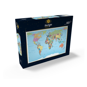 Color world map - borders, countries, roads and cities 500 Jigsaw Puzzle box view2