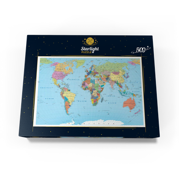 Color world map - borders, countries, roads and cities 500 Jigsaw Puzzle box view3