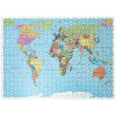 puzzleplate Color world map - borders, countries, roads and cities 500 Jigsaw Puzzle