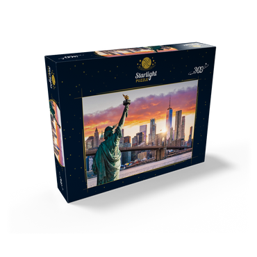 Statue of Liberty and New York City skyline at sunset USA 300 Jigsaw Puzzle box view2