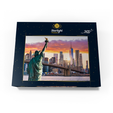 Statue of Liberty and New York City skyline at sunset USA 300 Jigsaw Puzzle box view3