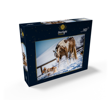 American Paint Horse on snow 300 Jigsaw Puzzle box view2