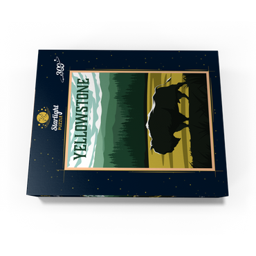 Bisons in Yellowstone National Park art deco style vintage poster illustration 300 Jigsaw Puzzle box view3