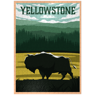puzzleplate Bisons in Yellowstone National Park art deco style vintage poster illustration 300 Jigsaw Puzzle