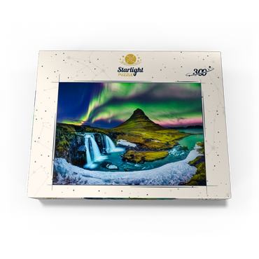 Northern lights Aurora borealis at Kirkjufell in Iceland 300 Jigsaw Puzzle box view3