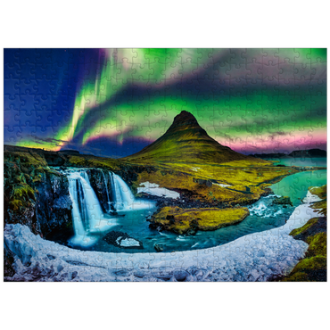 puzzleplate Northern lights Aurora borealis at Kirkjufell in Iceland 300 Jigsaw Puzzle