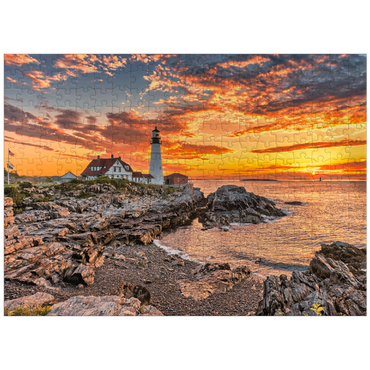 puzzleplate Portland Lighthouse at Sunrise in New England Maine USA 300 Jigsaw Puzzle