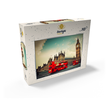 Red double decker bus in front of the Big Ben and Westminster Abbey London England 300 Jigsaw Puzzle box view2