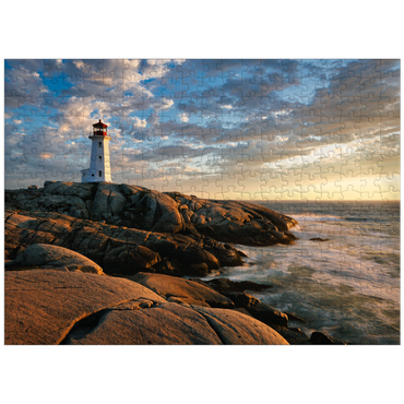 puzzleplate Sunset at Peggys Cove Lighthouse Nova Scotia Canada 300 Jigsaw Puzzle
