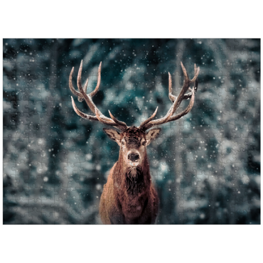 puzzleplate Noble deer in winter snow forest 300 Jigsaw Puzzle