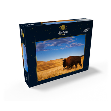 Bison / buffalo running in the rolling hills of the prairie 300 Jigsaw Puzzle box view2