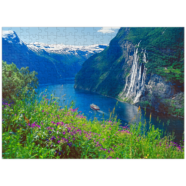 puzzleplate Geiranger Fjord and Seven Sisters Waterfall, Central Norway, Norway 300 Jigsaw Puzzle