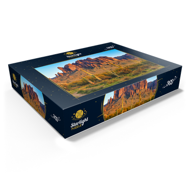 The Superstition Mountains and Sonoran desert landscape at sunset in Lost Dutchman State Park, Arizona 300 Jigsaw Puzzle box view1