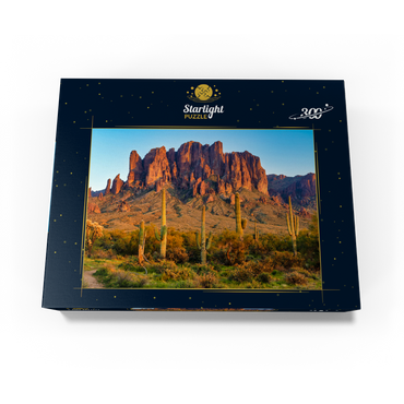 The Superstition Mountains and Sonoran desert landscape at sunset in Lost Dutchman State Park, Arizona 300 Jigsaw Puzzle box view3
