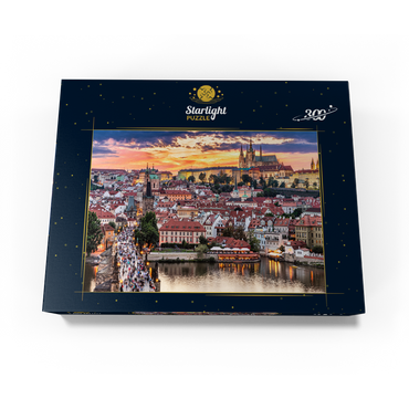 Prague - Czech Republic - sunset or sunrise view of Charles Bridge and Prague Castle over Vltava river 300 Jigsaw Puzzle box view3