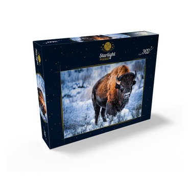 American bison crouching in snow in winter, Yellowstone National Park 300 Jigsaw Puzzle box view2