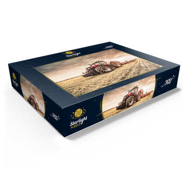 Modern red tractor during seeding 300 Jigsaw Puzzle box view1