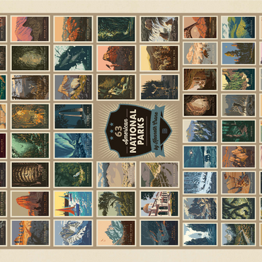 63 American National Parks: by Kenneth Crane, Vintage Poster 1000 Jigsaw Puzzle 3D Modell
