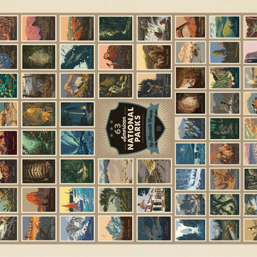 63 American National Parks: by Kenneth Crane, Vintage Poster 100 Jigsaw Puzzle 3D Modell