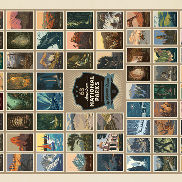 63 American National Parks: by Kenneth Crane, Vintage Poster 500 Jigsaw Puzzle 3D Modell