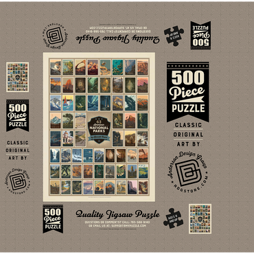 63 American National Parks: by Kenneth Crane, Vintage Poster 500 Jigsaw Puzzle box 3D Modell