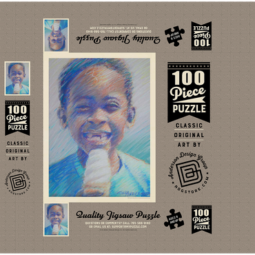 Pastel Drawing: Ice Cream Kid, Vintage Poster 100 Jigsaw Puzzle box 3D Modell