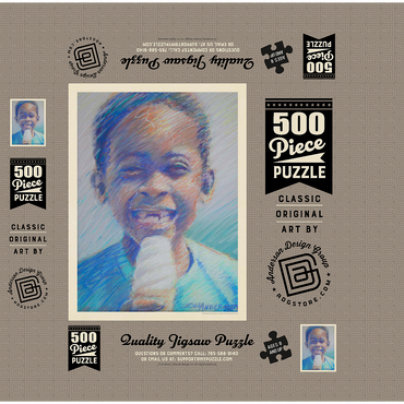 Pastel Drawing: Ice Cream Kid, Vintage Poster 500 Jigsaw Puzzle box 3D Modell