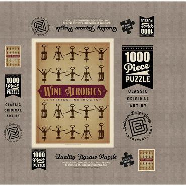 Wine Aerobics, Vintage Poster 1000 Jigsaw Puzzle box 3D Modell