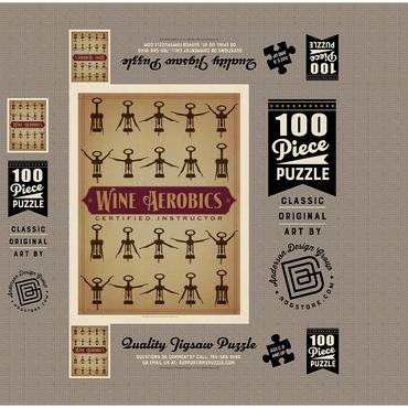 Wine Aerobics, Vintage Poster 100 Jigsaw Puzzle box 3D Modell