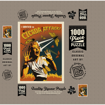 Cicada Invasion: Screaming Woman, Vintage Poster 1000 Jigsaw Puzzle box 3D Modell