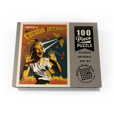 Cicada Invasion: Screaming Woman, Vintage Poster 100 Jigsaw Puzzle box view3