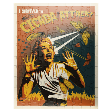 puzzleplate Cicada Invasion: Screaming Woman, Vintage Poster 100 Jigsaw Puzzle