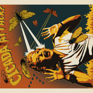 Cicada Invasion: Screaming Woman, Vintage Poster 100 Jigsaw Puzzle 3D Modell