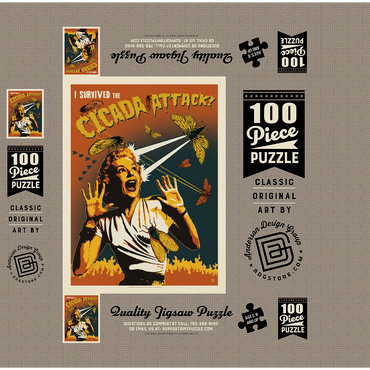 Cicada Invasion: Screaming Woman, Vintage Poster 100 Jigsaw Puzzle box 3D Modell
