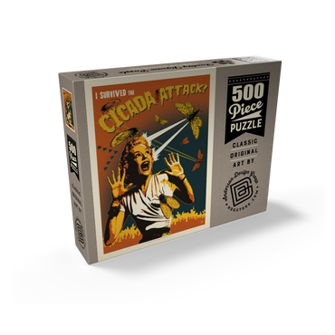 Cicada Invasion: Screaming Woman, Vintage Poster 500 Jigsaw Puzzle box view2