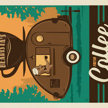 Bearista Coffee Trailer, Vintage Poster 1000 Jigsaw Puzzle 3D Modell