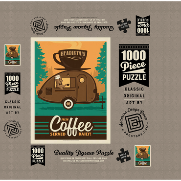 Bearista Coffee Trailer, Vintage Poster 1000 Jigsaw Puzzle box 3D Modell