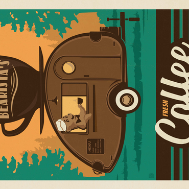 Bearista Coffee Trailer, Vintage Poster 500 Jigsaw Puzzle 3D Modell
