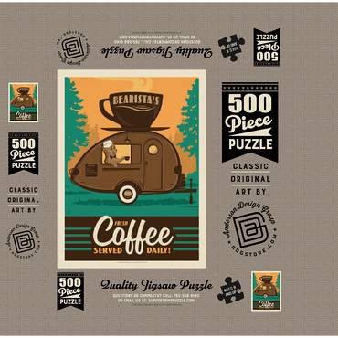 Bearista Coffee Trailer, Vintage Poster 500 Jigsaw Puzzle box 3D Modell