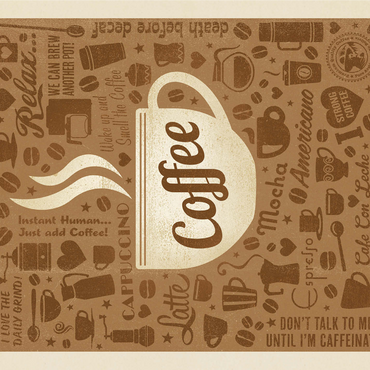 Coffee Pattern Print, Vintage Poster 1000 Jigsaw Puzzle 3D Modell