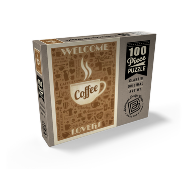 Coffee Pattern Print, Vintage Poster 100 Jigsaw Puzzle box view2