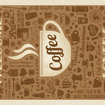 Coffee Pattern Print, Vintage Poster 100 Jigsaw Puzzle 3D Modell