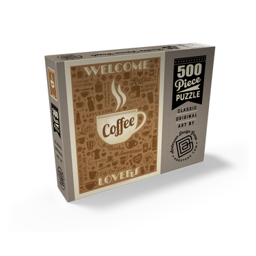 Coffee Pattern Print, Vintage Poster 500 Jigsaw Puzzle box view2
