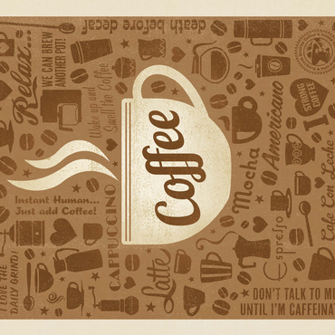 Coffee Pattern Print, Vintage Poster 500 Jigsaw Puzzle 3D Modell