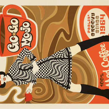 Go-Go Mojo Coffee, Vintage Poster 100 Jigsaw Puzzle 3D Modell